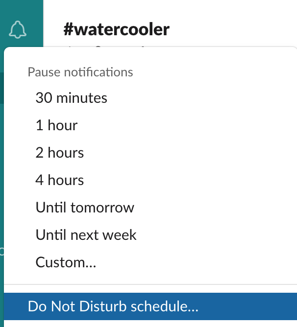Pause notifications on Slack by turning on the Do Not Disturb schedule