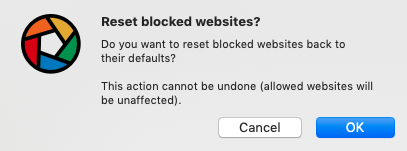 asking to reset blocked websites