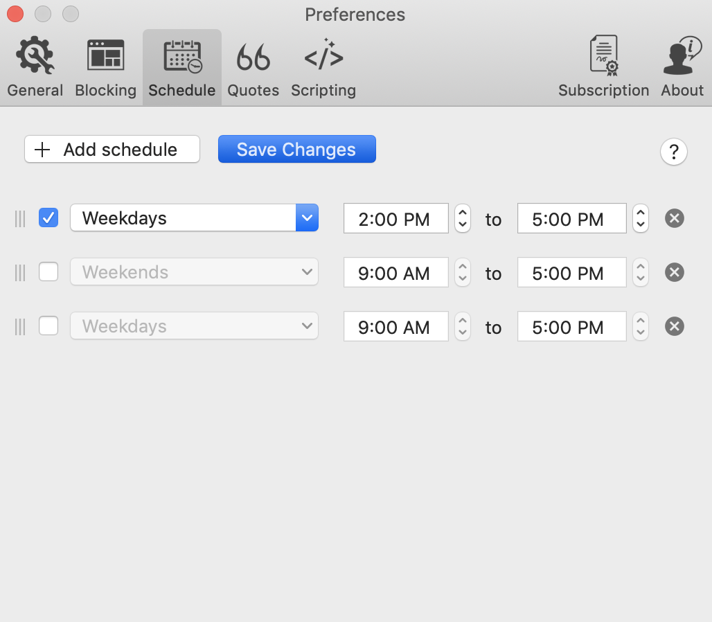 active or modify a schedule in focus