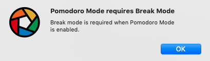pomodoro mode requires break mode