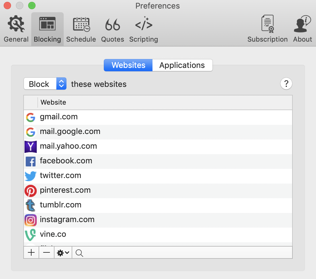 accessing the websites tab in preferences